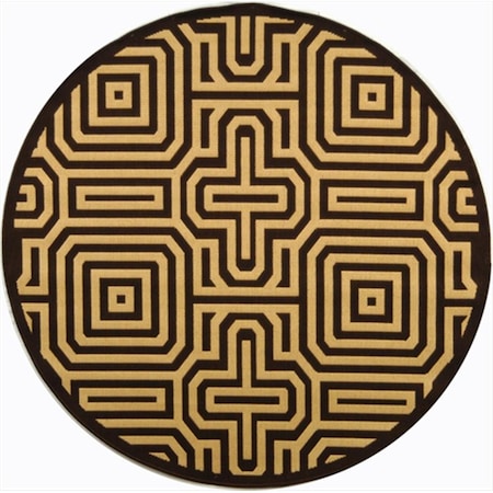 Safavieh 6 Ft. -7 In. X 6 Ft. -7 In. Round Indoor-Outdoor Courtyard- Chocolate And Natural- Machine Made Rug CY2962-3409-7R